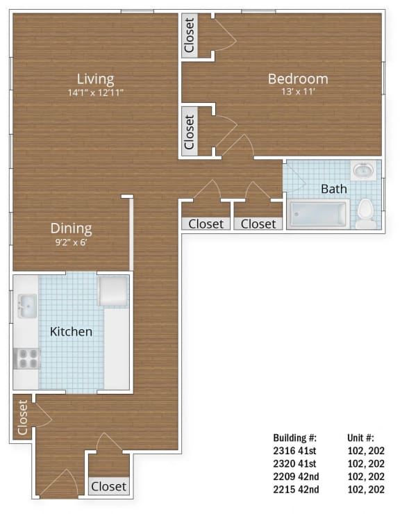 819 SF One Bedroom 819 SF One Bedroom at Park Crest Apartments, Washington