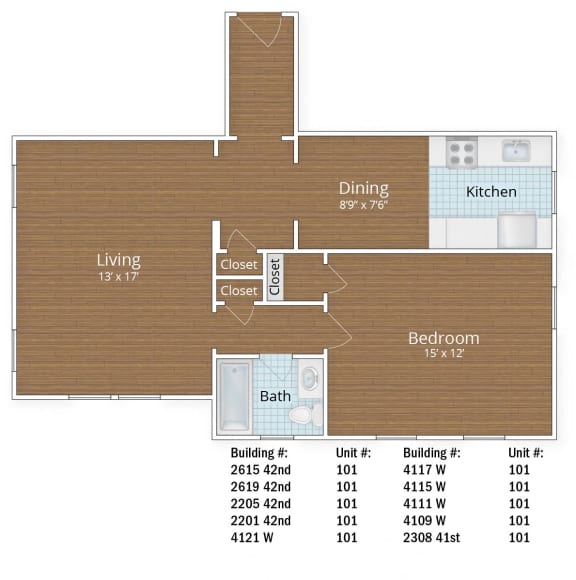 808 SF One Bedroom 808 SF One Bedroom at Park Crest Apartments, District of Columbia 20007