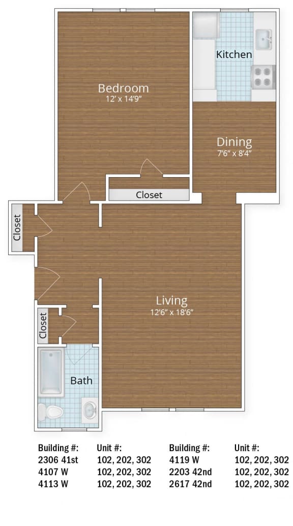 778 SF One Bedroom 778 SF One Bedroom at Park Crest Apartments, Washington, 20007