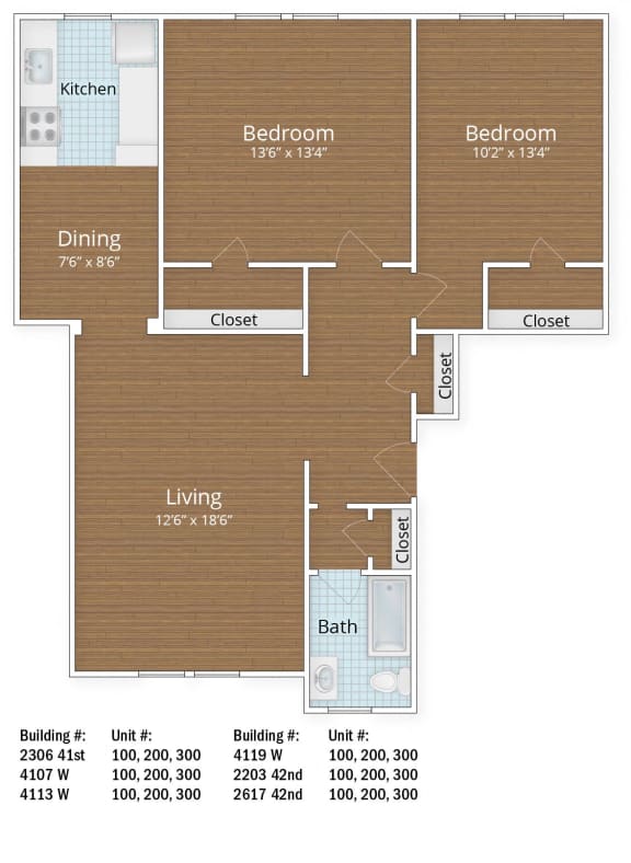 1012 SF Two Bedroom at Park Crest Apartments, District of Columbia