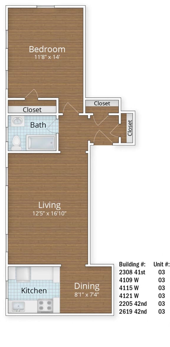 748 SF Junior One Bedroom at Park Crest Apartments, Washington