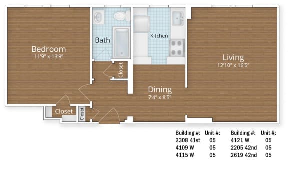 688 SF Junior One Bedroom at Park Crest Apartments, Washington, DC