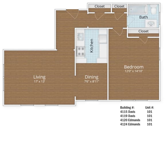 819 SF One Bedroom 819 SF One Bedroom at Park Crest Apartments, District of Columbia