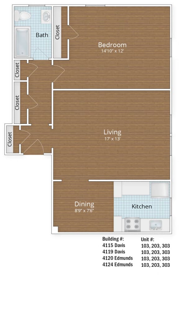 771 SF One Bedroom 771 SF One Bedroom at Park Crest Apartments, Washington