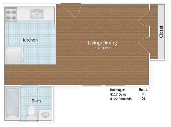 STUDIO 355 SQFT at Park Crest Apartments, Washington, 20007