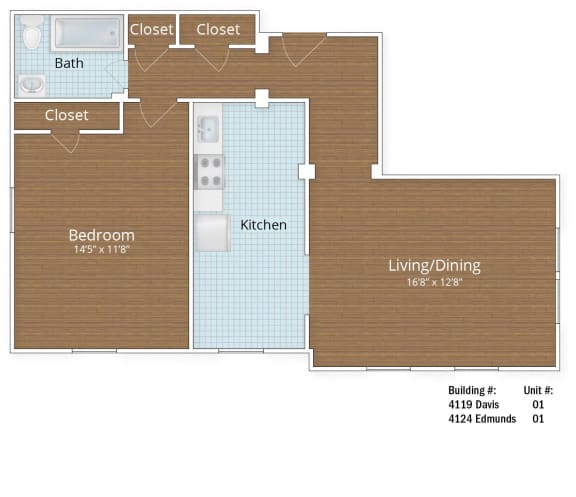 823 SF Junior One Bedroom at Park Crest Apartments, Washington