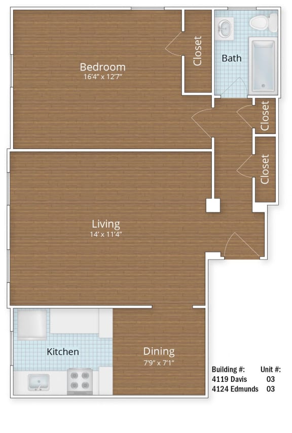 751 SF Junior One Bedroom at Park Crest Apartments, Washington, DC