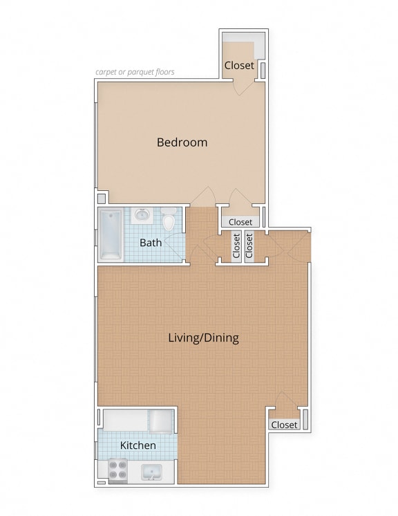 2100 Connecticut Apartments Washington DC Large One Bedroom Floor Plan