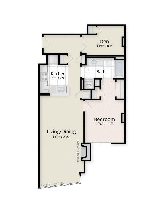 One Bedroom Den Floor Plans at West End Residences, Washington