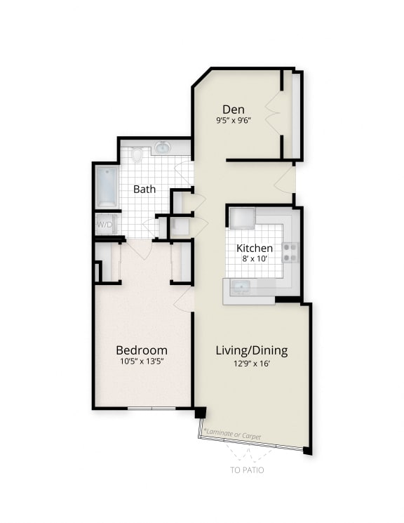 1 Bed Floor Plan at West End Residences, Washington