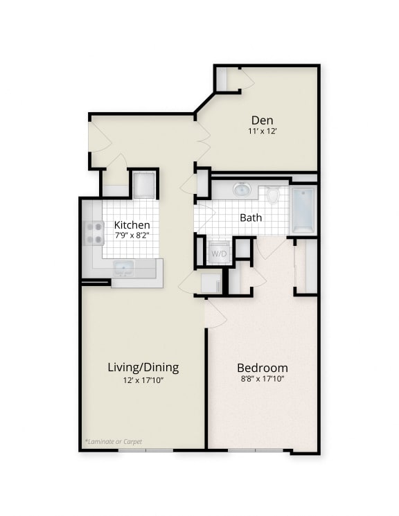 1 Bed Floor Plan at West End Residences, Washington, 20037