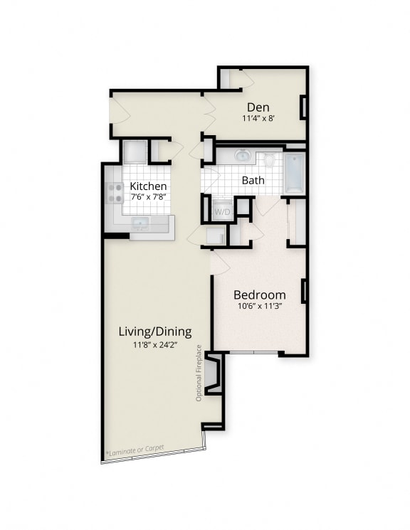One Bedroom Den Floor Plans at West End Residences, Washington, DC, 20037