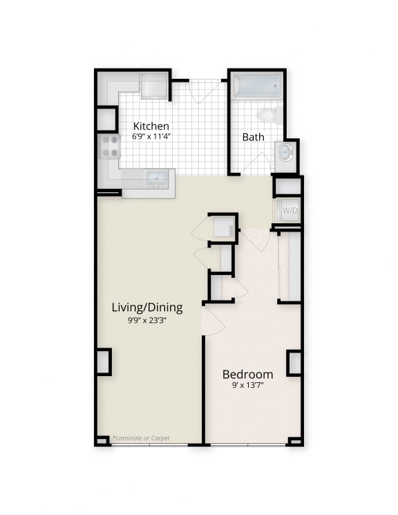 1 Bed Floor Plan at West End Residences, Washington, Washington