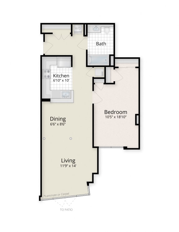 1 Bed 1 Bathroom Floor Plan at West End Residences, Washington