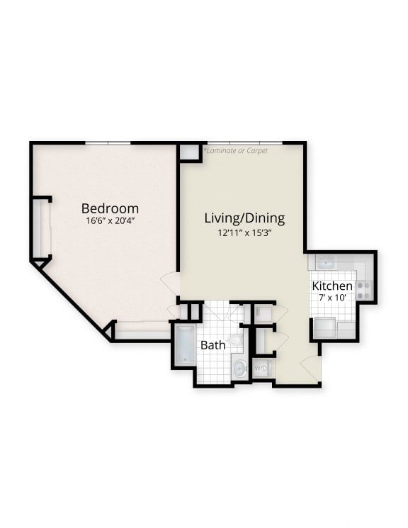1 Bedroom 1 Bat Floor Plan at West End Residences, Washington, Washington