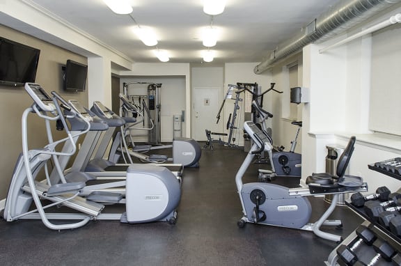 Fitness Center With Yoga/Stretch Area at Cathedral Mansions, Washington, 20008