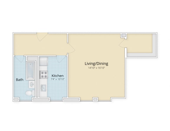 studio floor plan at Cathedral Mansions, Washington