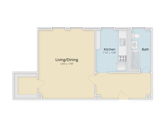 Cathedral Mansions Woodley Park, Washington DC apartments large studio floor plan at Cathedral Mansions, Washington, Washington