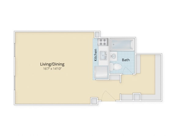 Cathedral Mansions Woodley Park, Washington DC apartments studio floor plan at Cathedral Mansions, Washington, DC, 20008