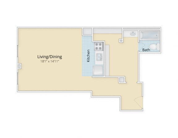 Cathedral Mansions Woodley Park, Washington DC apartments studio floor plan at Cathedral Mansions, Washington, DC