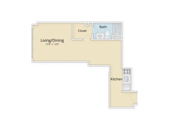 Palisades apartments in Logan Circle, Washington DC Large Studio floor plan