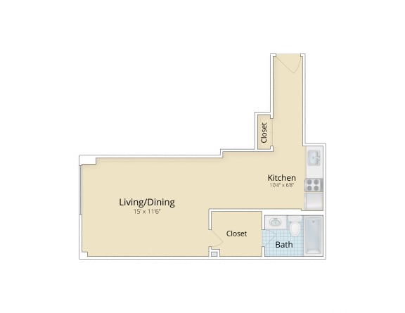 Palisades apartments in Logan Circle, Washington DC Large Studio floor plan