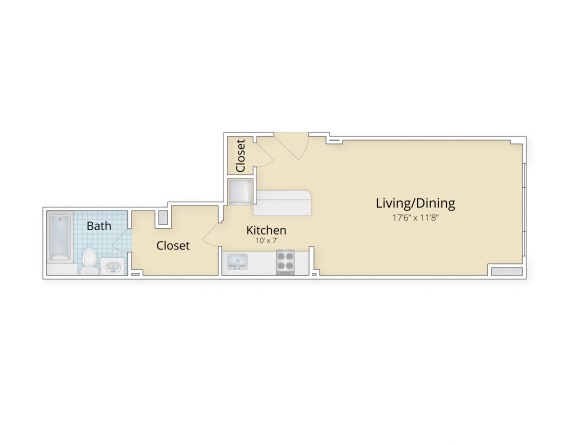 Palisades apartments in Logan Circle, Washington DC Large Studio floor plan