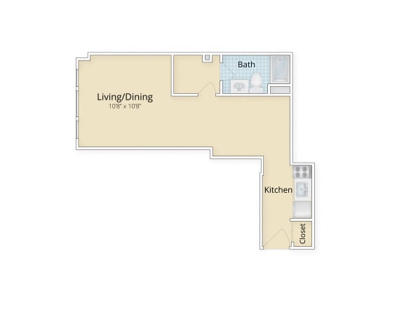 Palisades apartments Logan Circle, Washington DC large studio floor plan