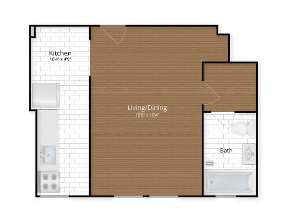 1630 Park apartments Mount Pleasant Columbia Heights Washington DC Large Studio Floor Plan