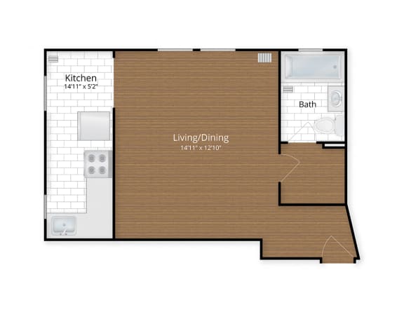 1630 Park apartments Mount Pleasant Columbia Heights Washington DC Large Studio Floor Plan