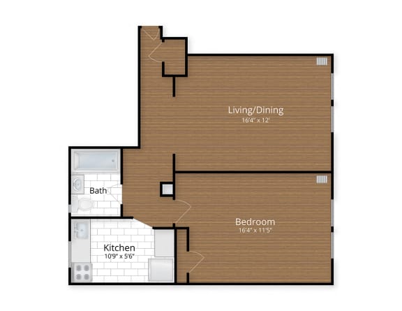 1630 Park apartments Mount Pleasant Columbia Heights Washington DC One Bedroom Floor Plan