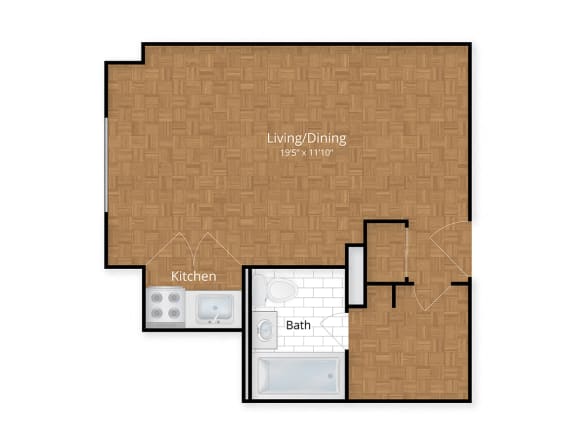 Studio Floor Plan at Idaho Terrace, Washington, DC