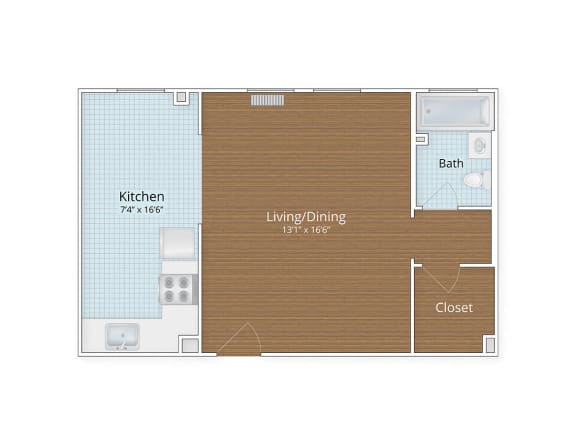 Studio 1 bath Floor Plan L at The Chalfonte Apartments, Washington