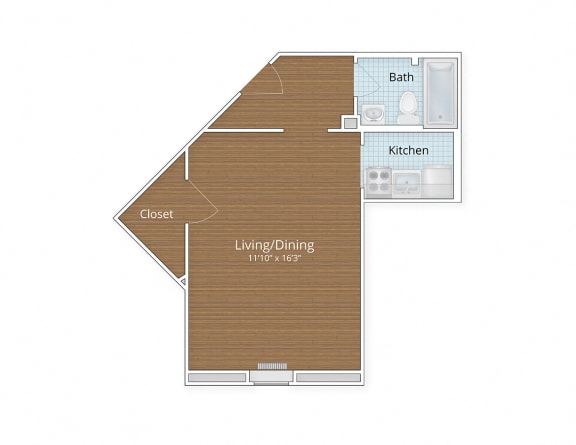 Studio 1 bath Floor Plan G at The Chalfonte Apartments, Washington DC