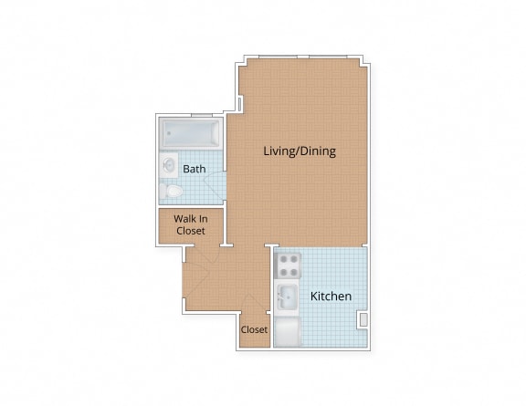 Studio Floor Plan at Connecticut Gardens, Washington, DC