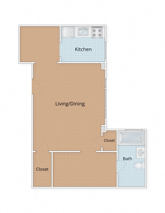 Studio Floor Plan at Connecticut Gardens, Washington, 20009