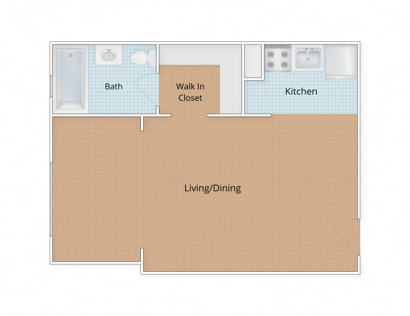 Studio Floor Plan at Connecticut Gardens, Washington, Washington