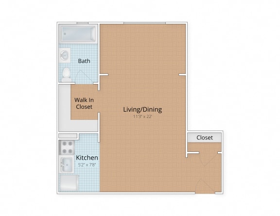 Studio Floor Plan at Connecticut Gardens, Washington