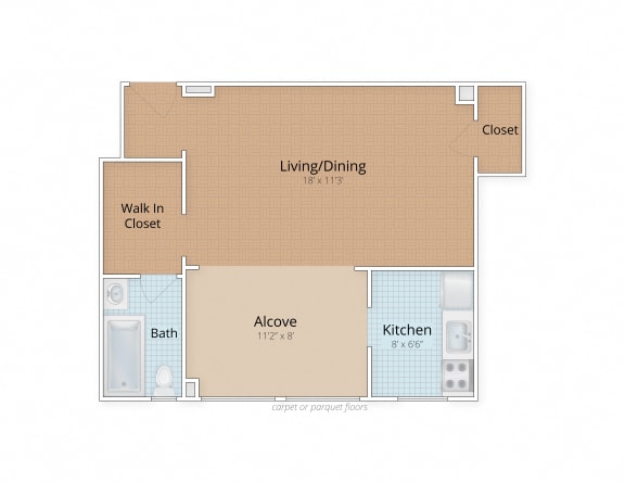Studio Floor Plan at Connecticut Gardens, Washington