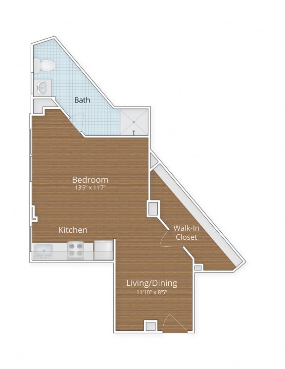 Melwood apartments large studio floor plan Adams Morgan Washington DC