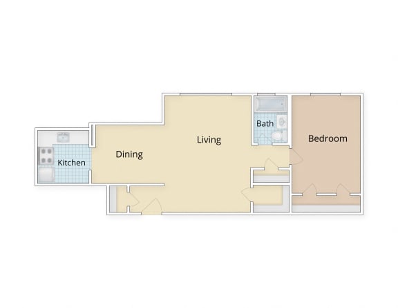 Mason Hall Apartments Alexandria, VA One Bedroom Floor Plan at Mason Hall in Alexandria, VA 22314