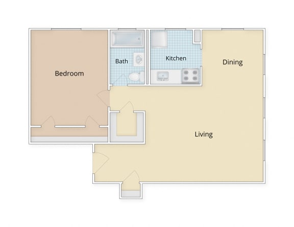 Mason Hall Apartments Alexandria, VA One Bedroom Floor Plan at Mason Hall in Alexandria, VA 22314