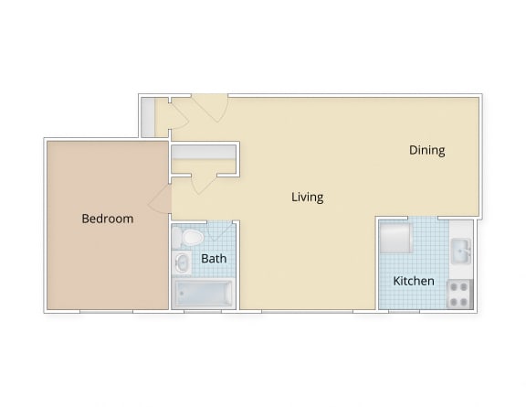Mason Hall Apartments Alexandria, VA One Bedroom Floor Plan at Mason Hall in Alexandria, VA 22314
