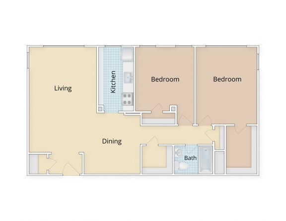 Mason Hall Apartments Alexandria, VA Two Bedroom Floor Plan at Mason Hall in Alexandria, VA 22314