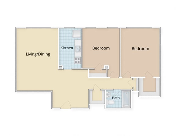 Mason Hall Apartments Alexandria, VA Two Bedroom Floor Plan at Mason Hall in Alexandria, VA 22314
