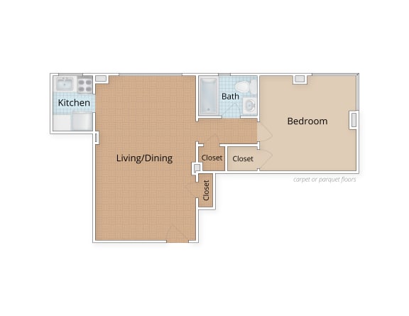 Diplomat Apartments Washington DC One Bedroom Floor Plan