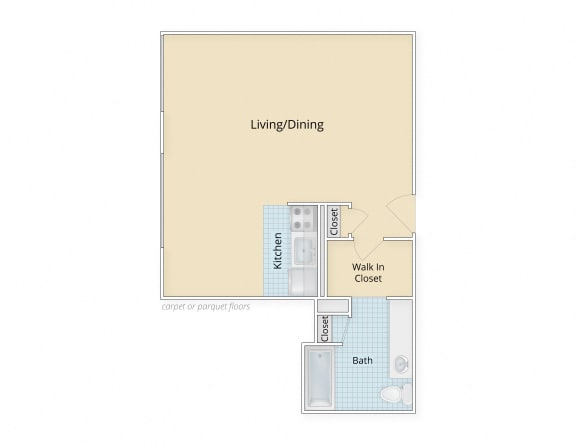 Studio Floor Plan  at Legation House in Washington, DC 20015
