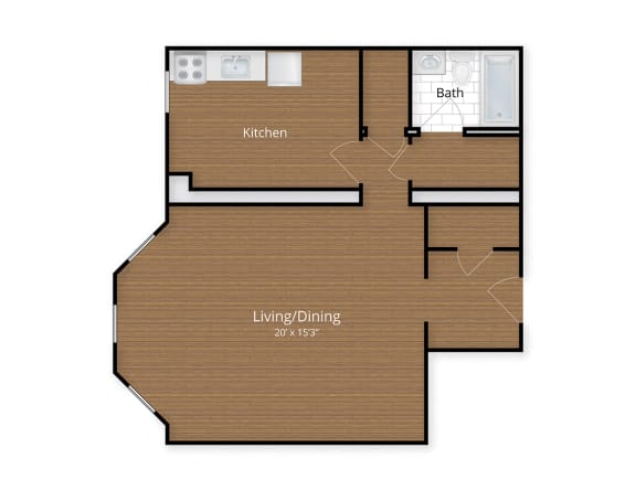 President Madison Apartments Studio Floor Plan Washington DC  at President Madison, Washington, 20009