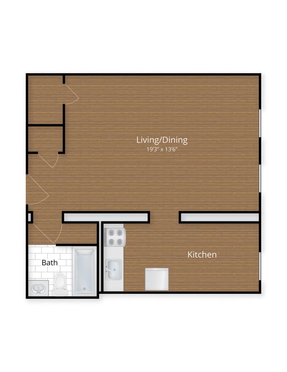 President Madison Apartments Studio Floor Plan Washington DC  at President Madison, Washington, 20009