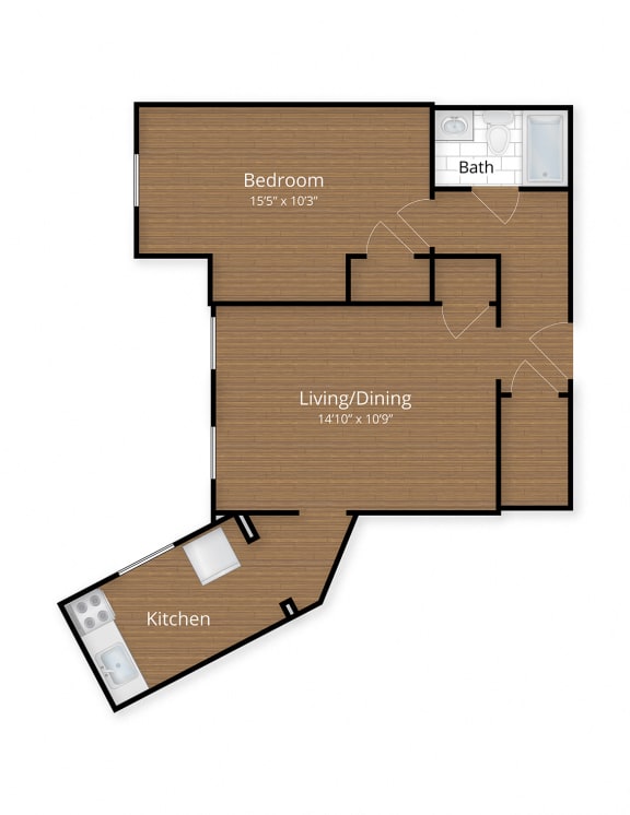 President Madison Apartments Washington DC One Bedroom Floor Plan at President Madison, Washington, 20009